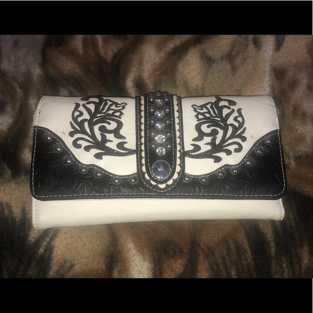 Black and white western bling wallet
